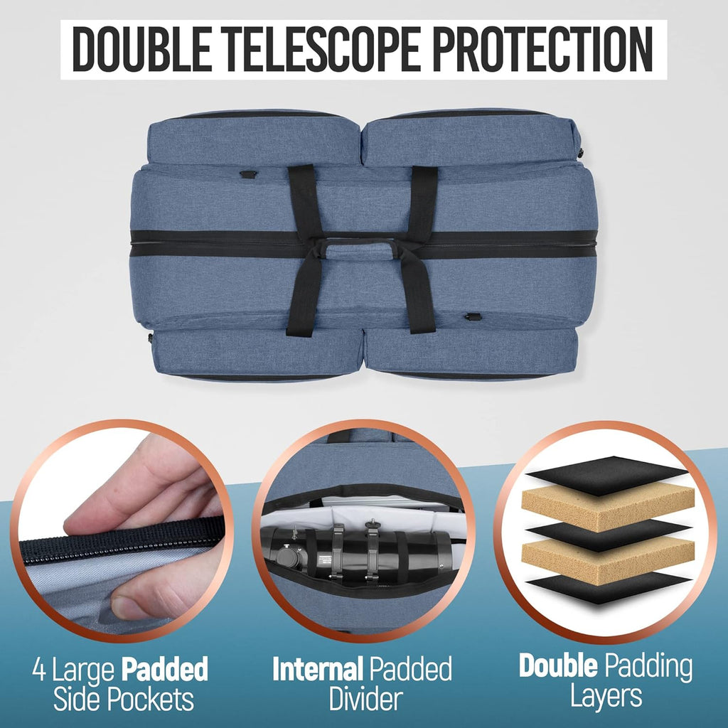 Telescope and Tripod Case/Bag with Padded Accessories Pockets K8761