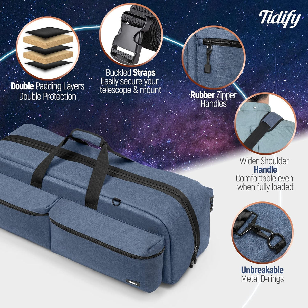 Telescope and Tripod Case/Bag with Padded Accessories Pockets K8761