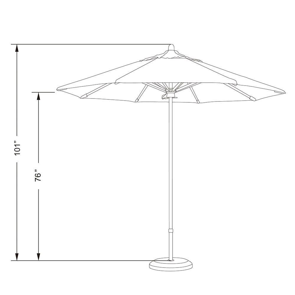 Red Oak Fiberglass Pole Market Umbrella with Pulley Lift V419