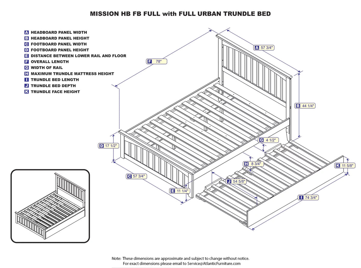 Full Platform Bed with Foot Board and Trundle Bed in Espresso A177028