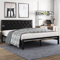 Twin Size Metal Bed Frame with Upholstered Headboard Q934157