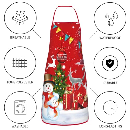 2Pcs Christmas Tree Snowman Kitchen Cooking Aprons E41600