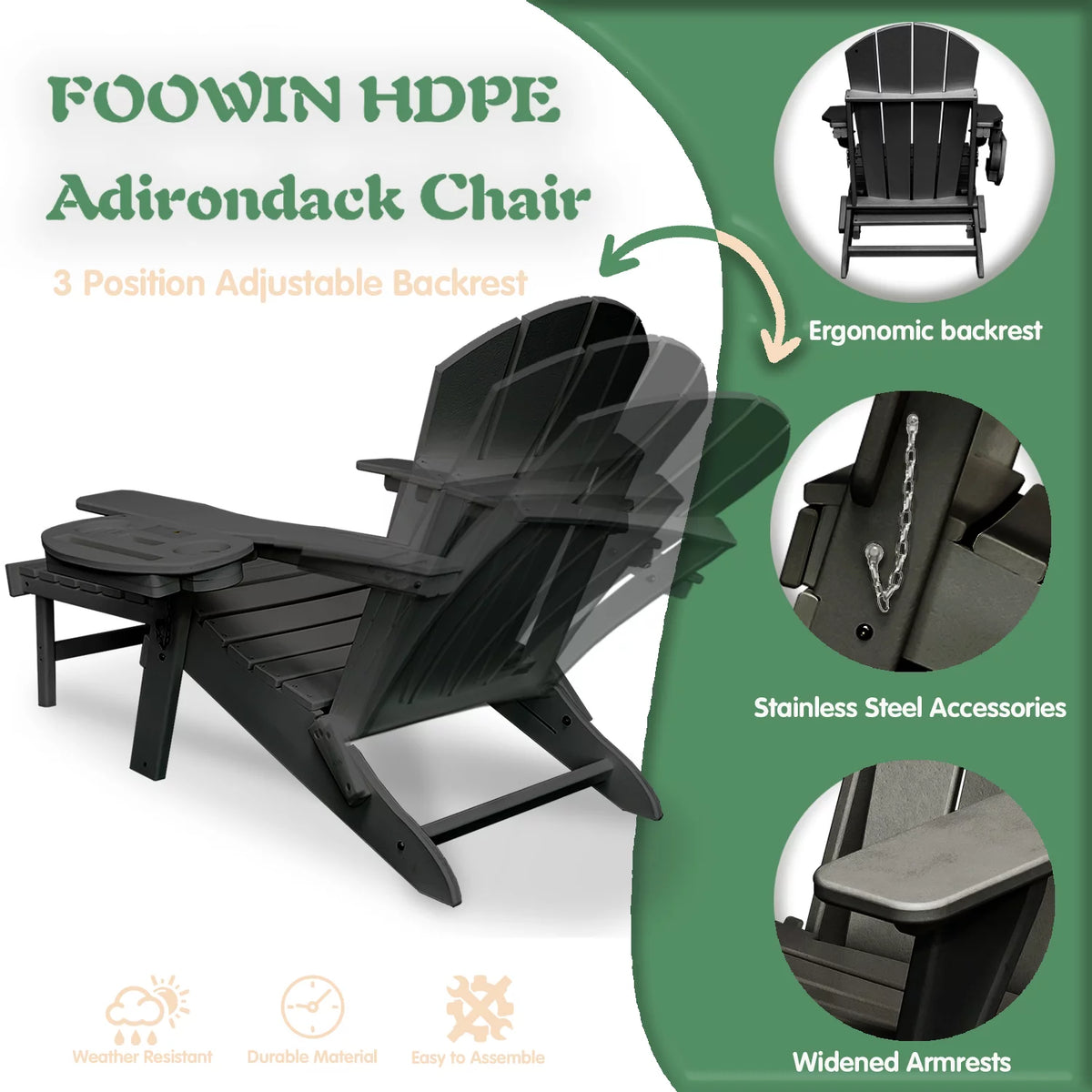 Folding Adirondack Chair with Ottoman Z88668