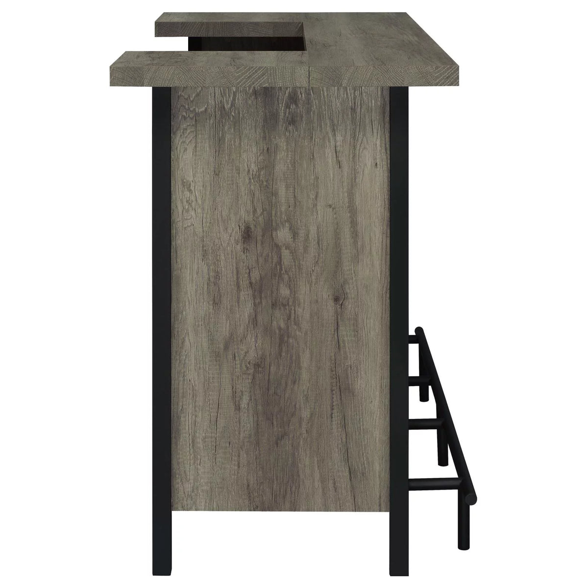Bar Unit with Footrest Grey Driftwood and Black G856