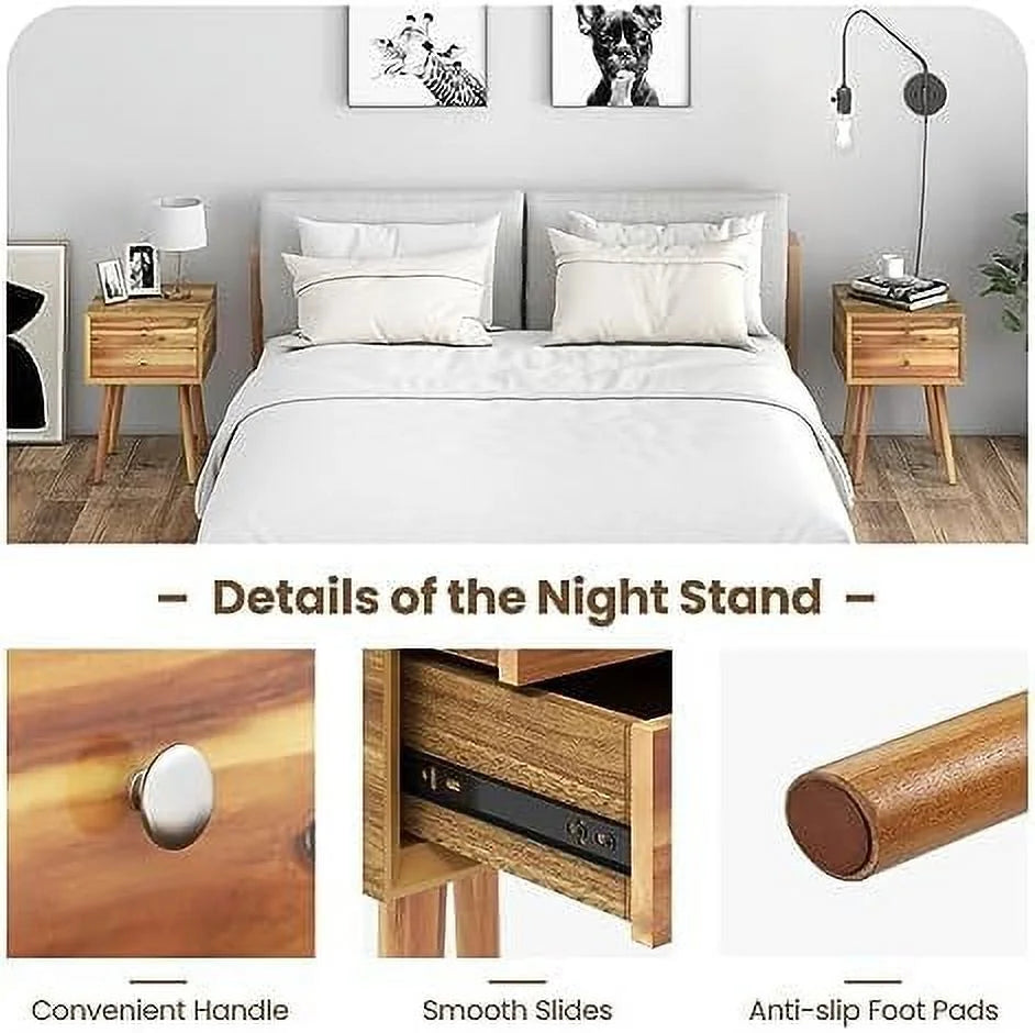 White 2 Drawer Wooden Nightstand R924