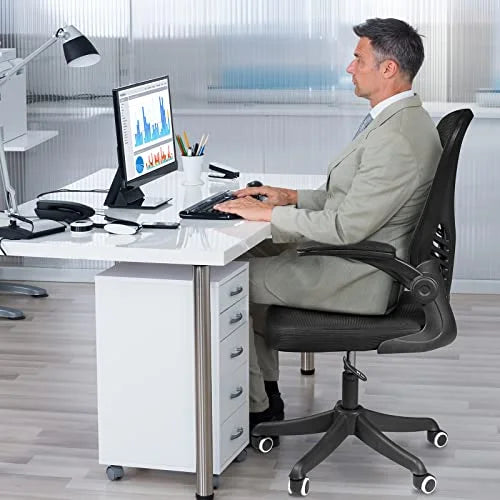 Black Ergonomic Mesh Office Chair with Wheels and Arms F671
