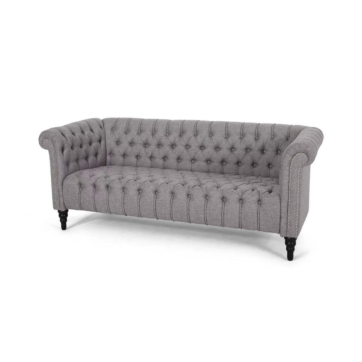 Grey Fabric Tufted 3 Seater Sofa T8430