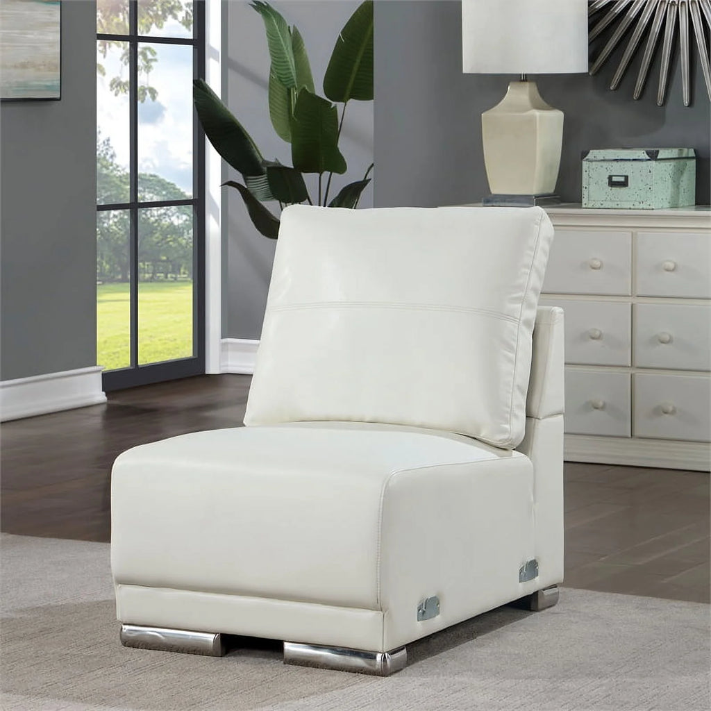 White Faux Leather Upholstered Sectional X26531