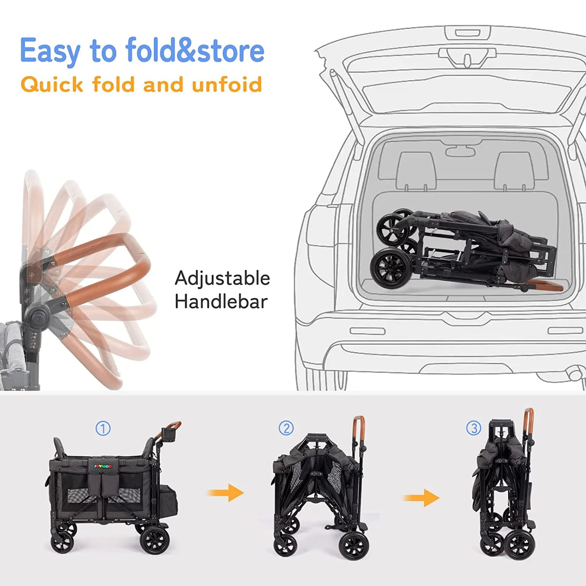 Double Stroller Wagon with 5 Point Harness Y475