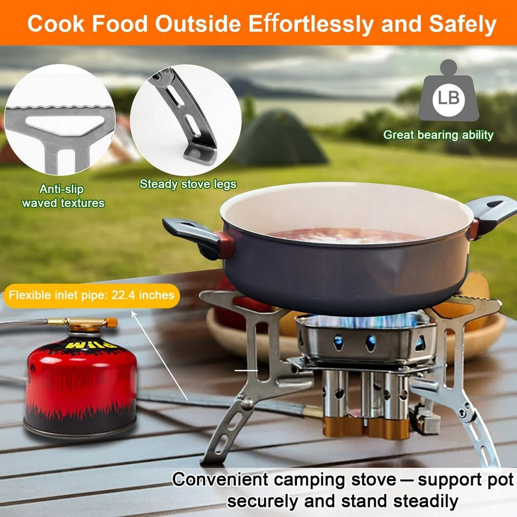 5800W Portable Foldable Camping Gas Stove with Piezo Ignition D9996
