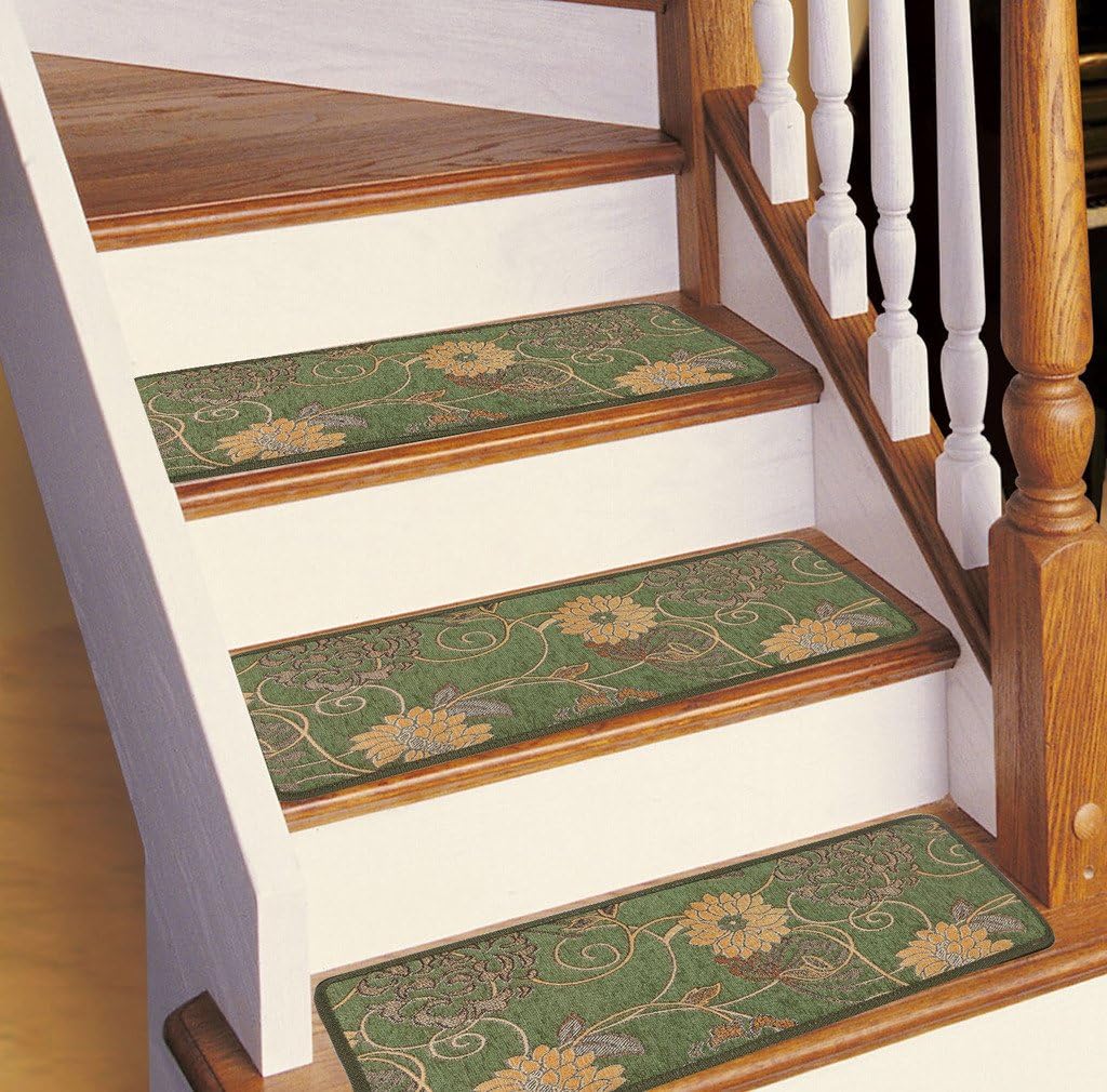 Washable Non-Slip Stair Treads Carpet with Rubber Backing 25.5x9.5 Inch 13 Piece Brown I8655