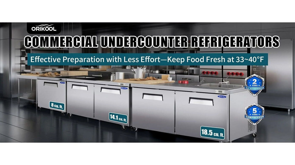 48" Undercounter Worktop Refrigerator Prep Table 14 Cu.Ft 2 Door E78996