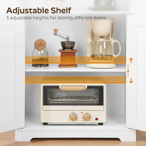 White and Natural Coffee Bar Cabinet with Storage V4707