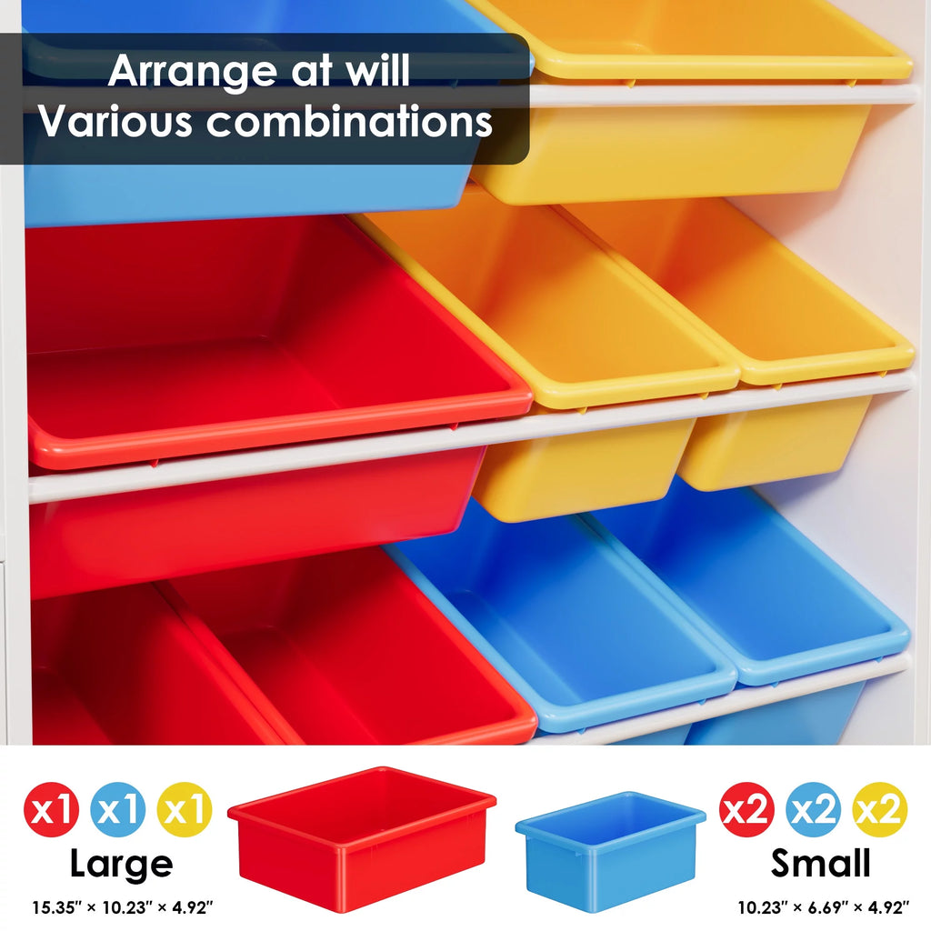 White Toy Storage Organizer Bookcase with 9 Bins M1569