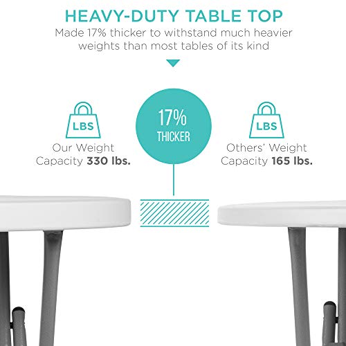 32in Round Folding Bar Height Table White B7673