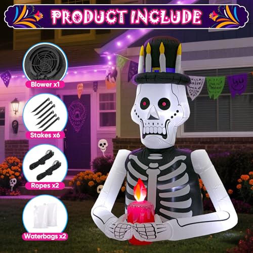 8FT Halloween Inflatable Skeleton Tree with LED Lights F459715
