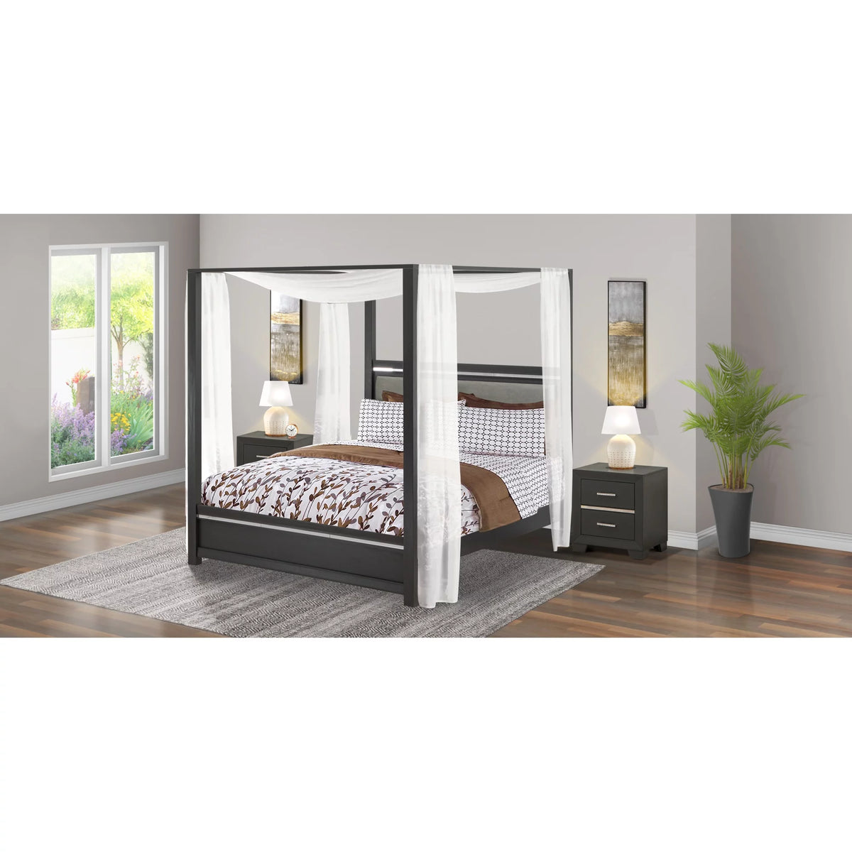 3-Piece Modern Bedroom Set with Bed Frame and 2 Nightstands P85613