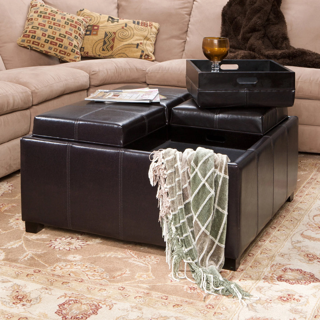 Bonded Leather Storage Ottoman S8177