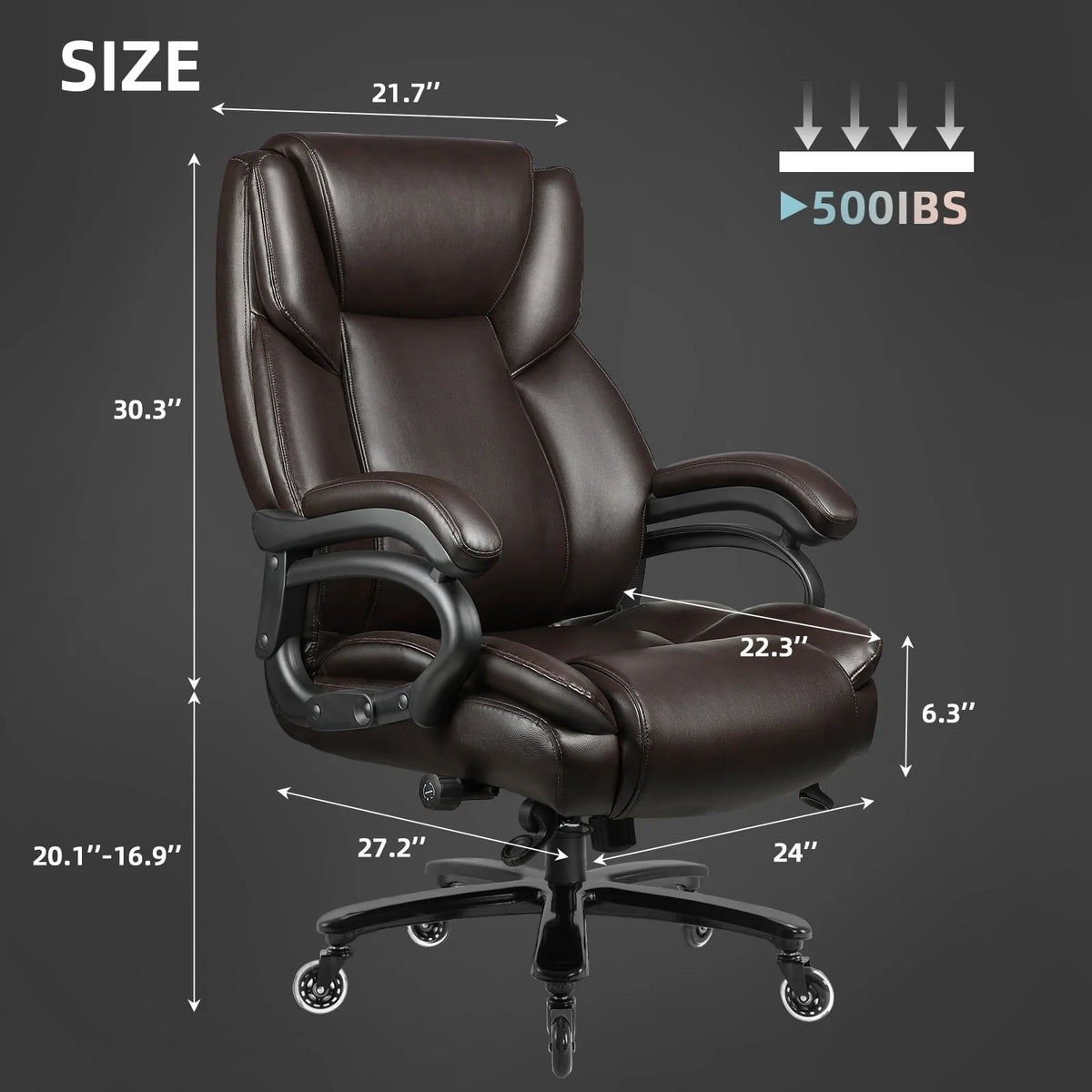 Heavy Duty Big and Tall High Back Office Chair 500lbs S6906