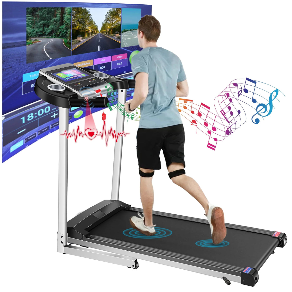 Electric Motorized Treadmill with 3 Incline Levels F626
