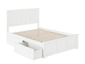 White Full Wood Platform Bed with Footboard and 2 Storage Drawers G289