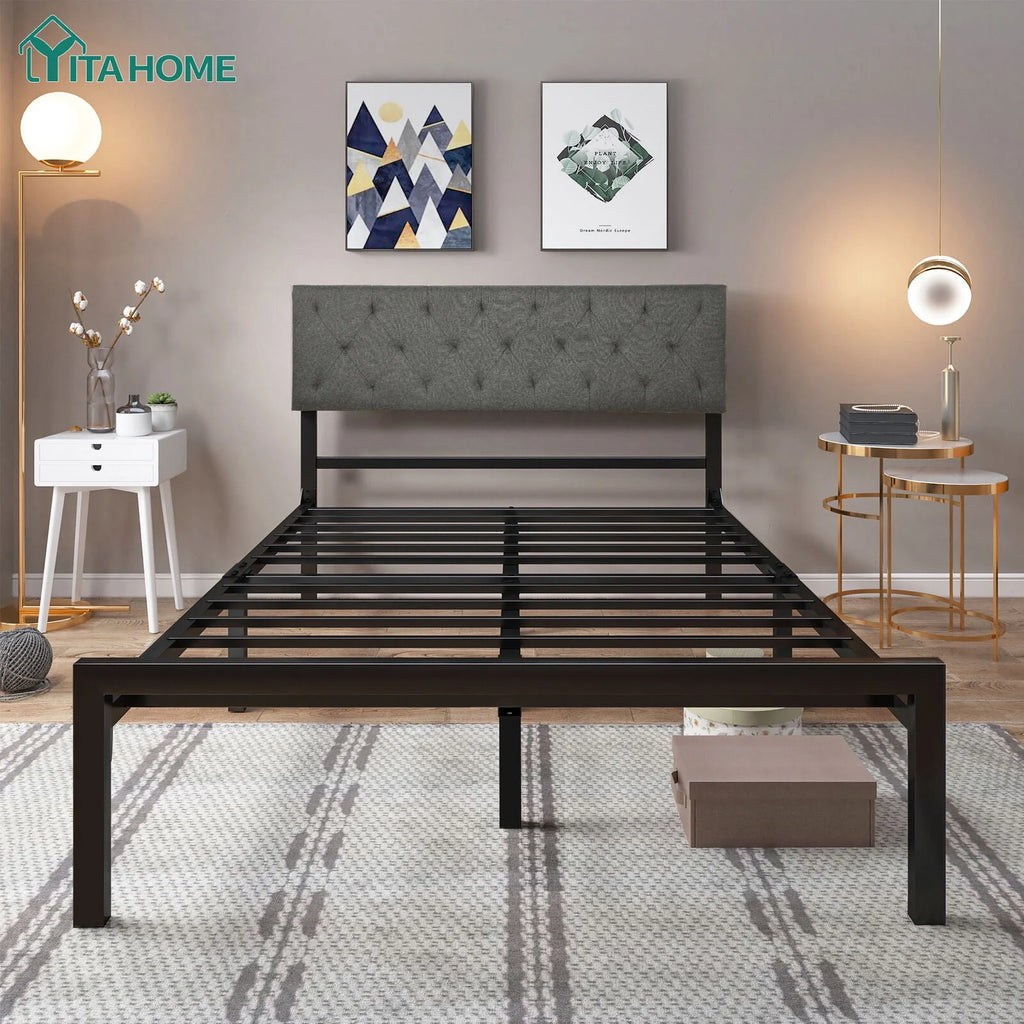 Upholstered Platform Bed Frame with Adjustable Headboard Queen K268