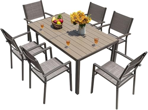 7 Piece Light Grey Patio Dining Set A77636