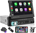 Single Din Car Stereo with CarPlay, 7 Inch Flip Out Touchscreen Car Radio, Bluetooth FM G850