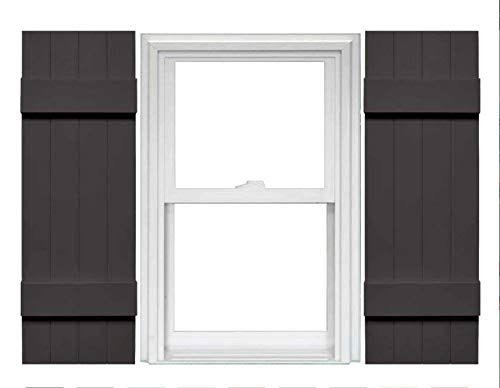 4 Board and Batten Vinyl Shutters 1 Pair 14 x 51 Tuxedo Gray I448174
