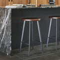 Walnut Counter Stool with Black Metal Base J14298
