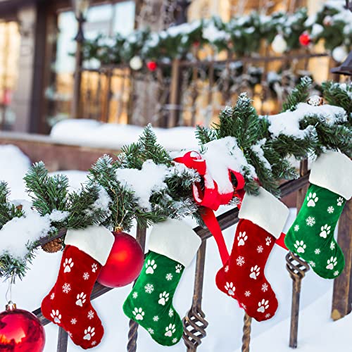 2pcs Large Christmas Stockings Dog Paw Print Snowflake Pattern D1582