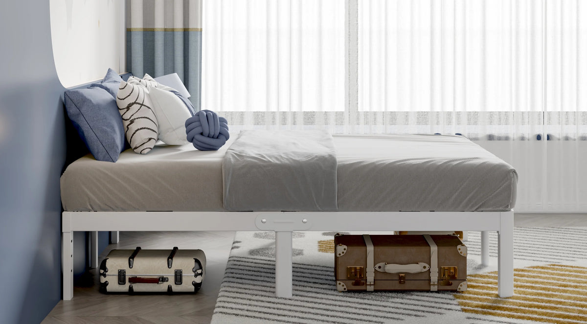 16 Inch King White Metal Platform Bed Frame K52168