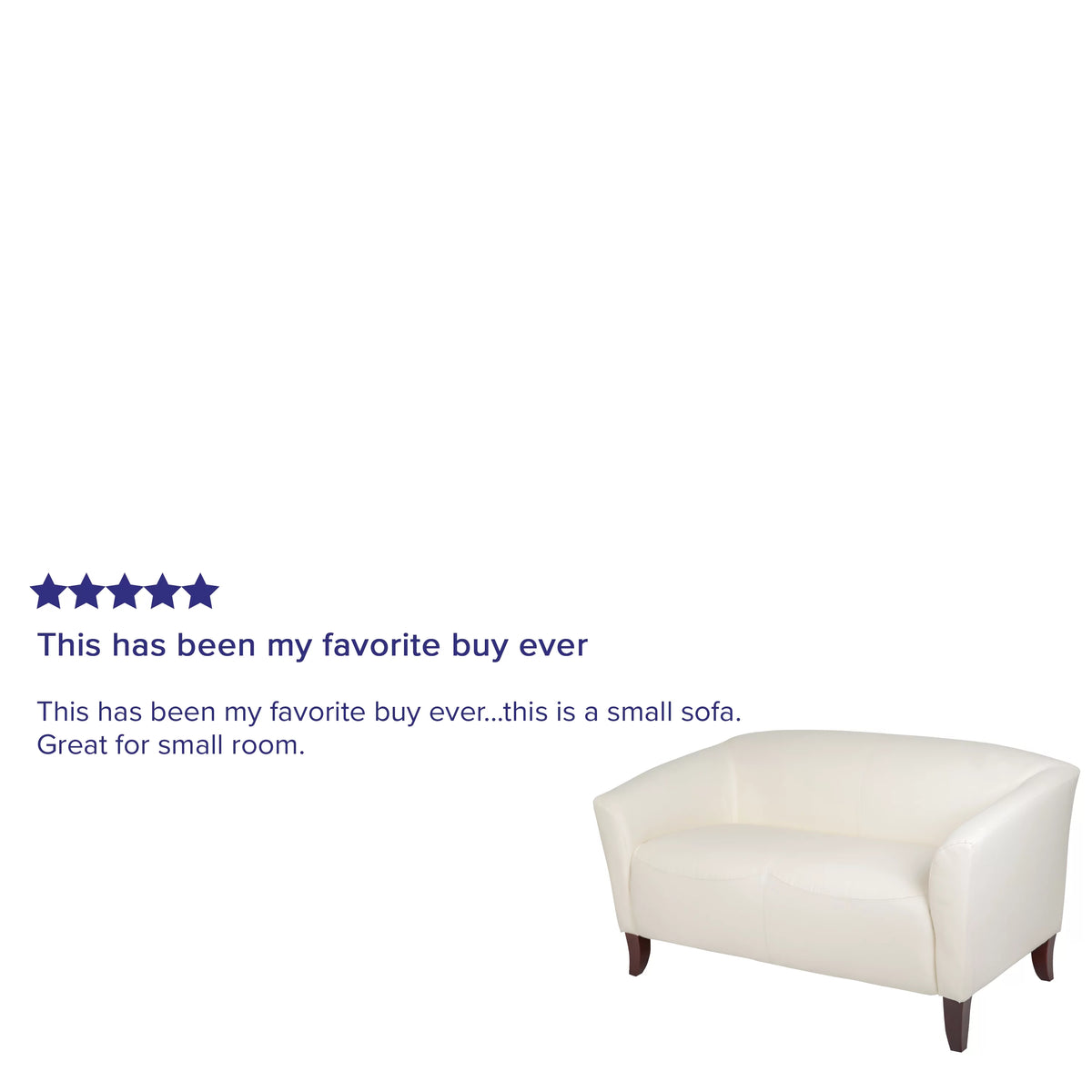 Ivory LeatherSoft Loveseat with Cherry Wood Feet D818922