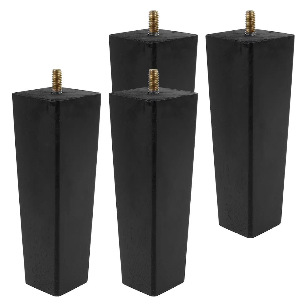 4X 2.4in Black Square Tapered Wooden Furniture Legs M731