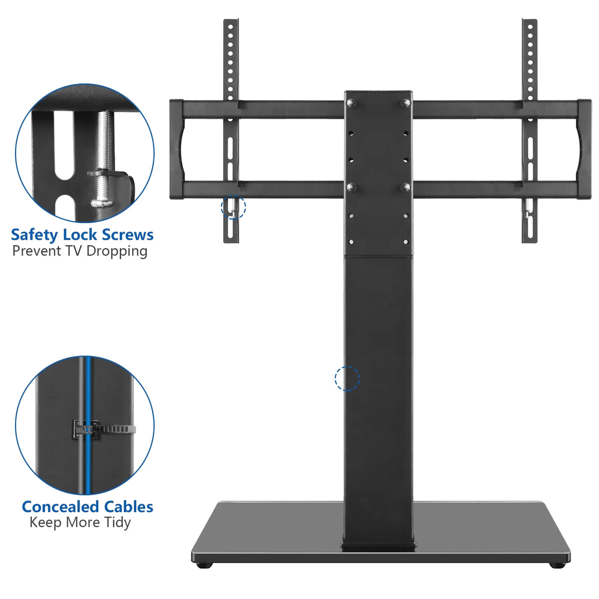 Black Swivel Table Top TV Stand up to 85 inch W76172