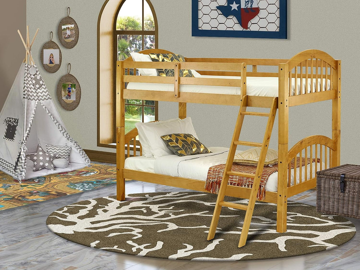 Wood Bunk Beds with Ladder and Safety Rail N4621