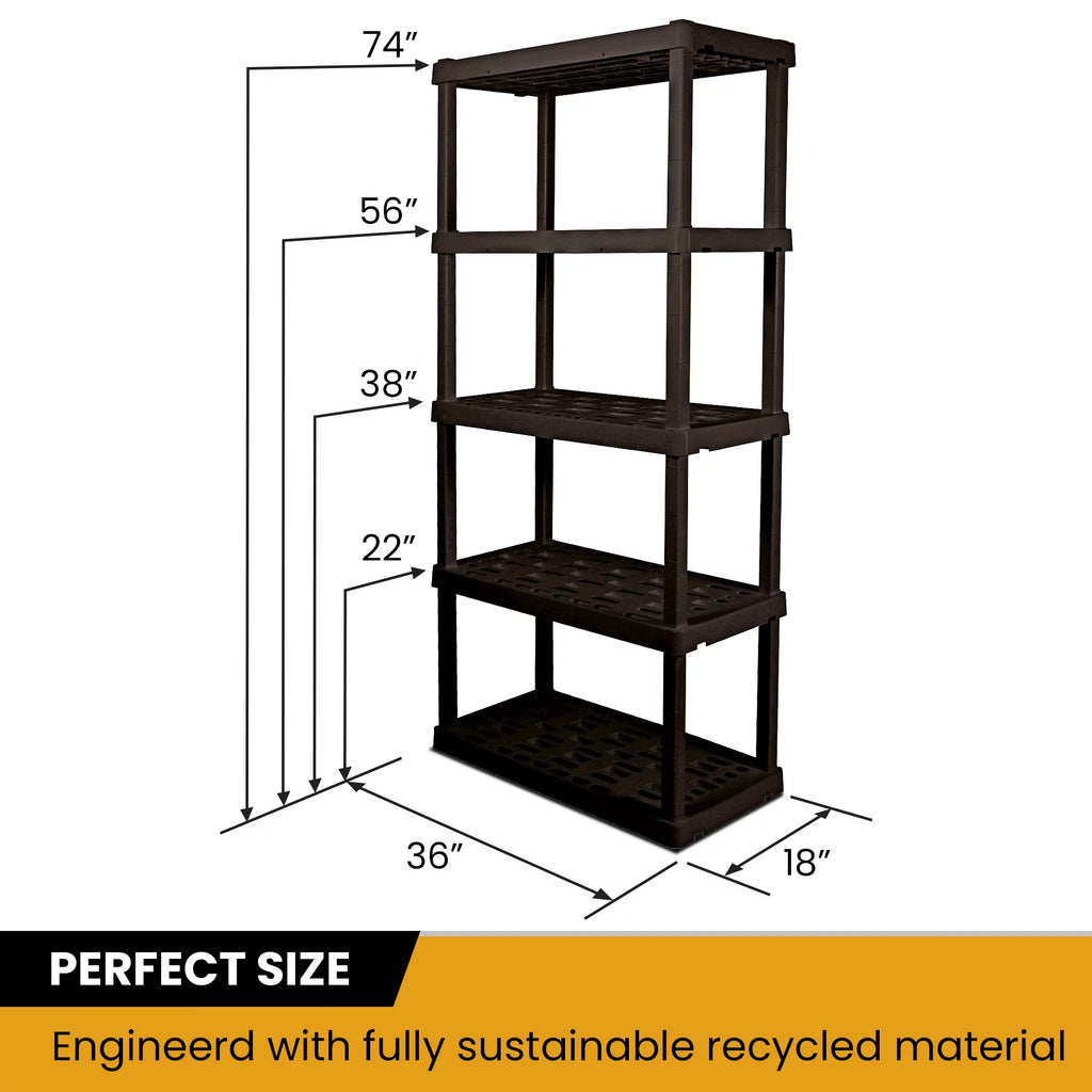 5-Tier Shelving Unit, Black, Pack of 4 I75836