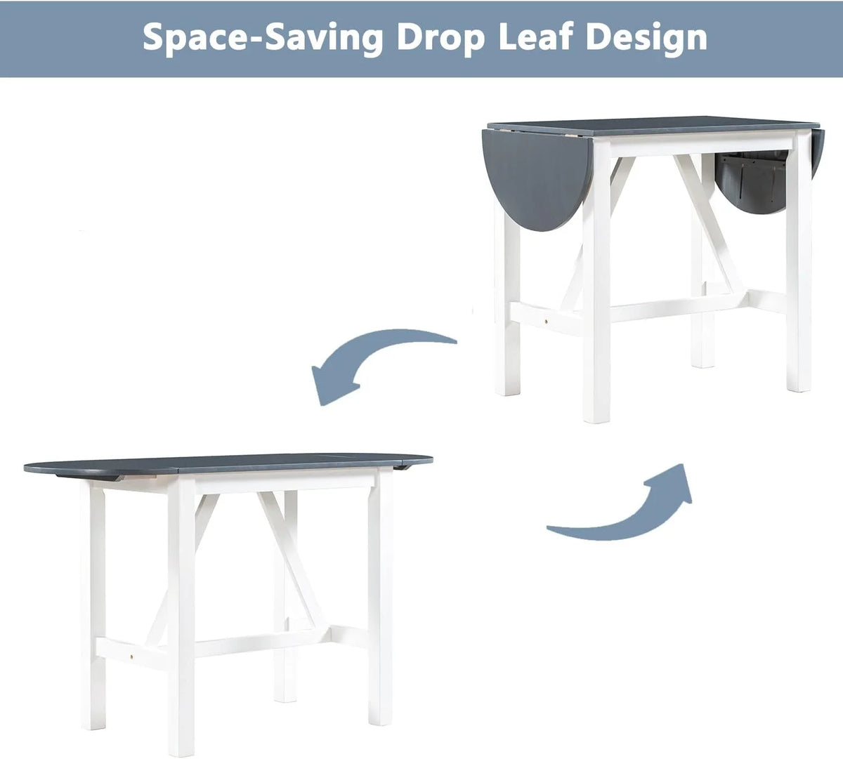 3 Piece Counter Height Drop Leaf Dining Set with 2 Padded Chairs I1091