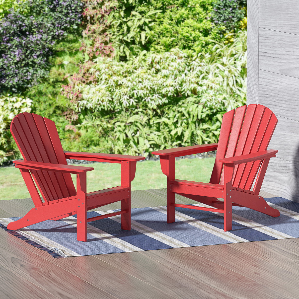 Red All Weather Poly Patio Adirondack Chair Set of 2 V7623