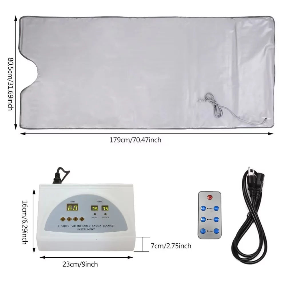 Portable Digital Far-Infrared 2-Zone Gray Sauna Blanket T3089