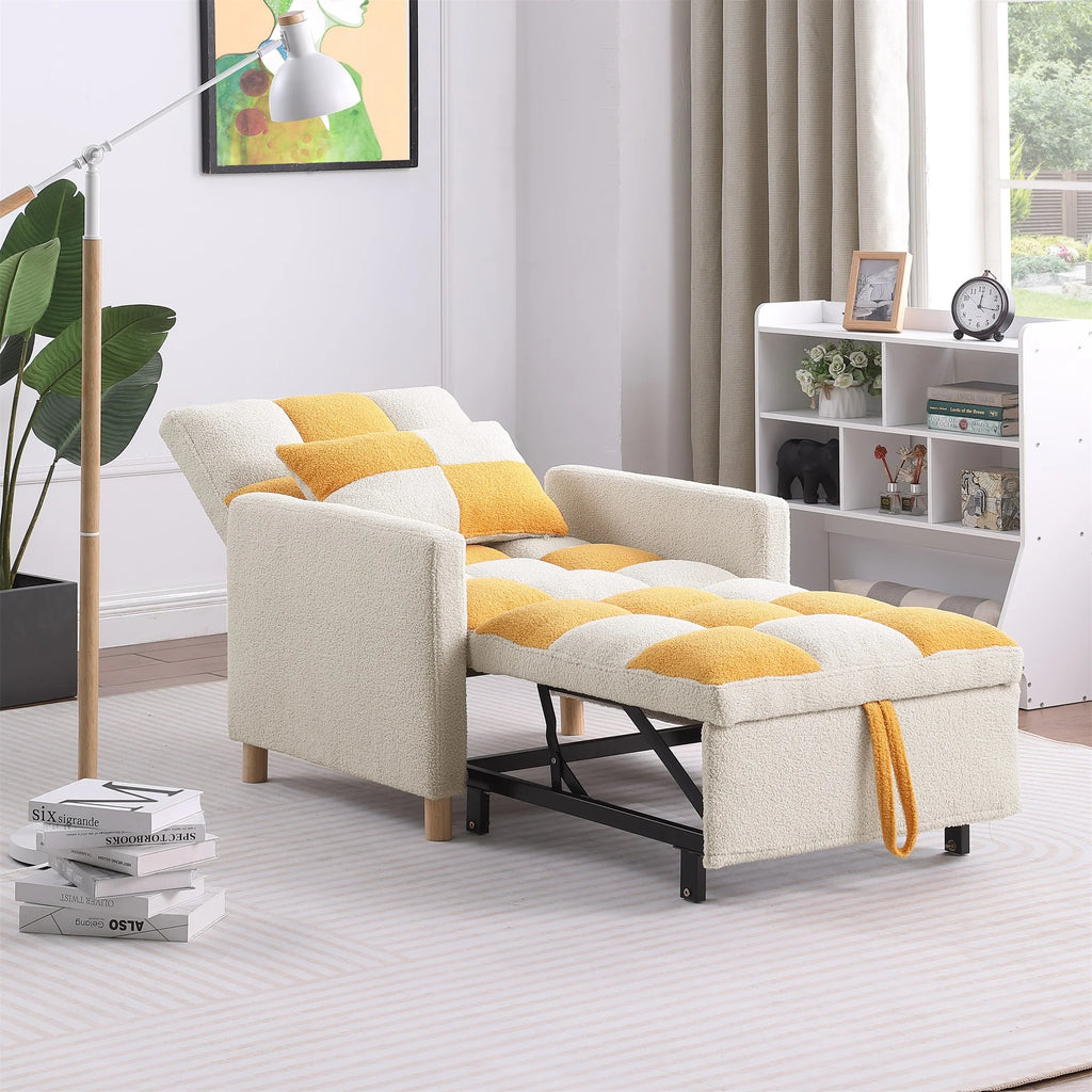 3-in-1 Convertible Sleeper Chair Bed Yellow U421565