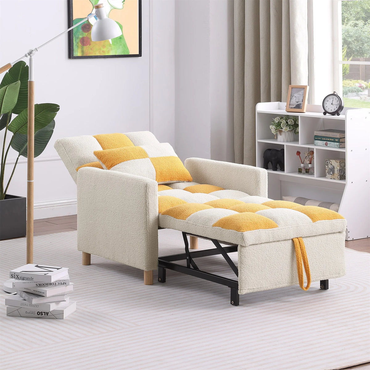 3-in-1 Convertible Sleeper Chair Bed Yellow U421565