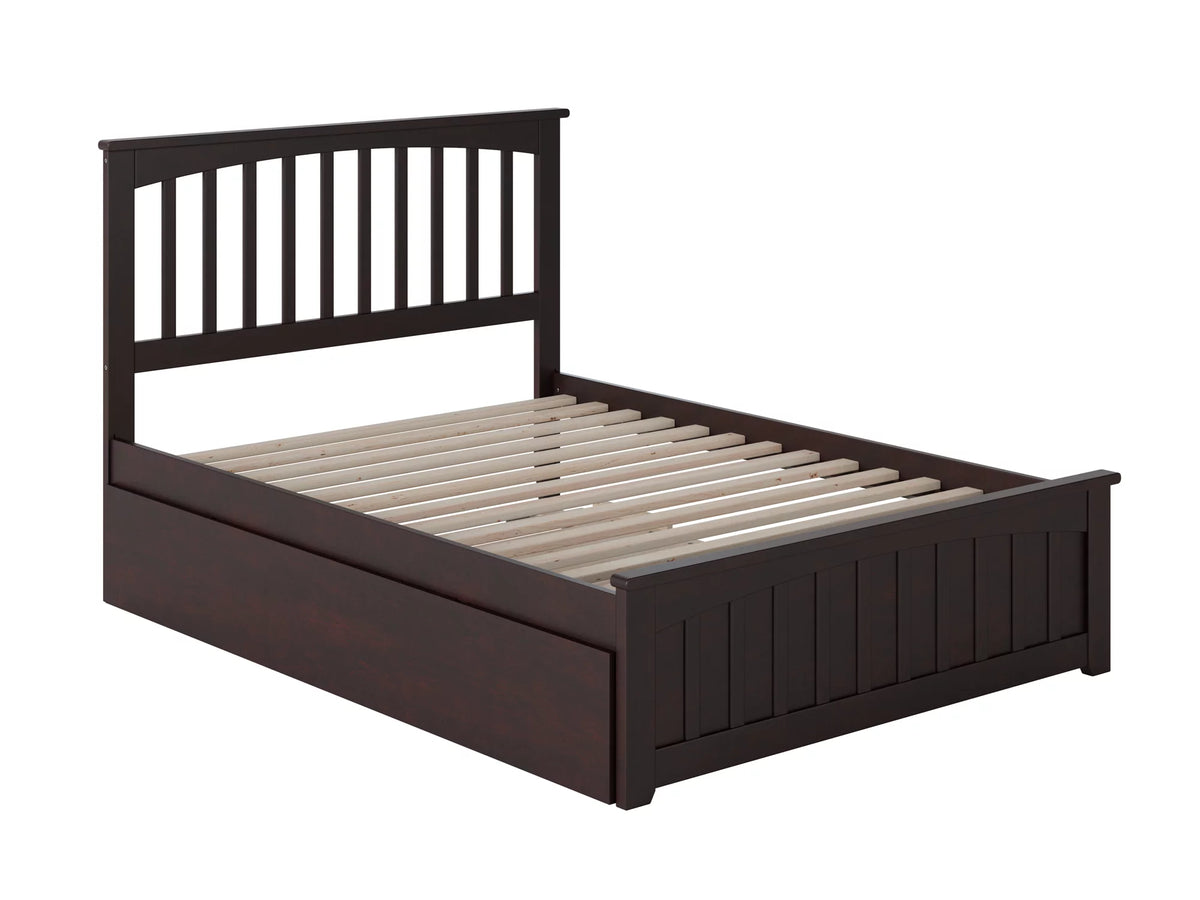Full Platform Bed with Foot Board and Trundle Bed in Espresso A177028
