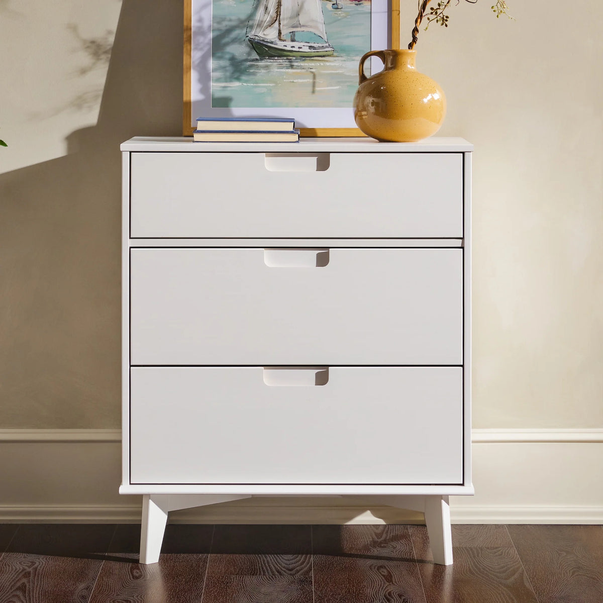 Solid Wood Walnut 3-Drawer Dresser Y574729