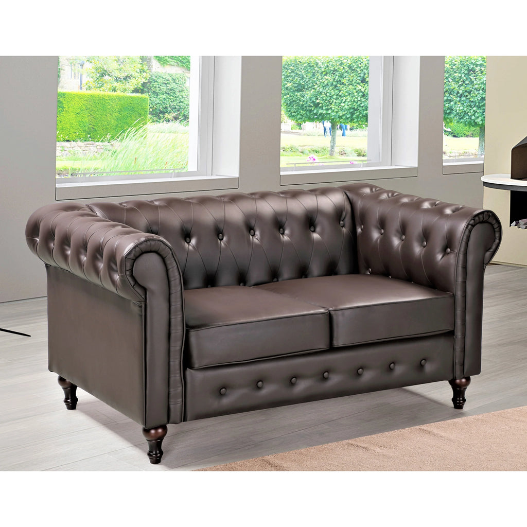 Cream White Velvet Upholstered Loveseat C3329