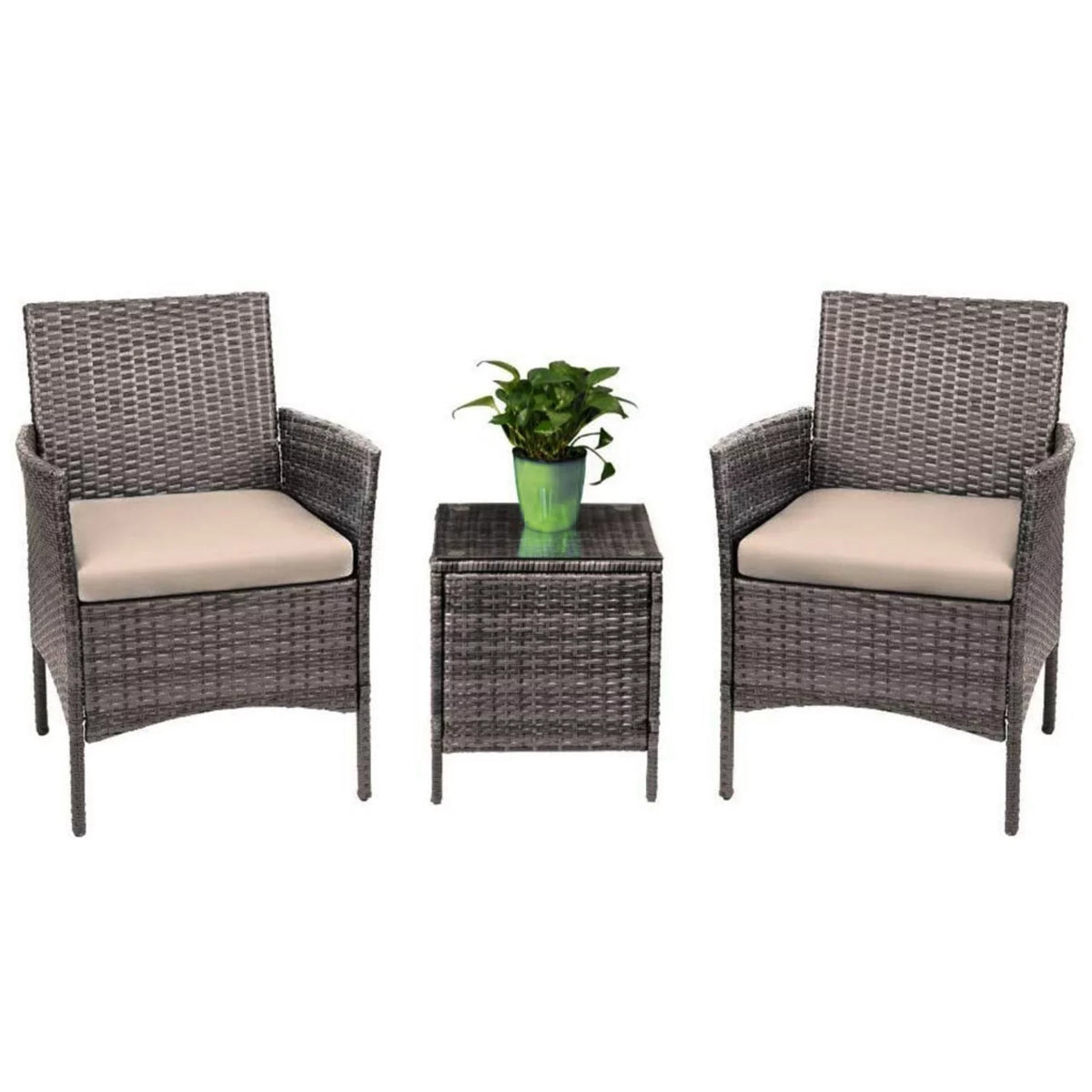 3 Piece Rattan Bistro Patio Furniture Set N106