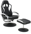 Black PU Racing Recliner Chair Set with Ottoman X554