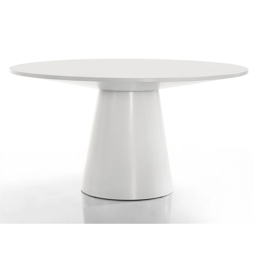 White Wood Round Dining Table with Pedestal Base F979