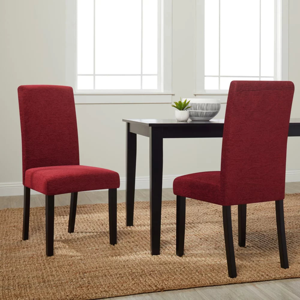 Dark Red Rubberwood Upholstered Dining Chairs Set of 2 D85955