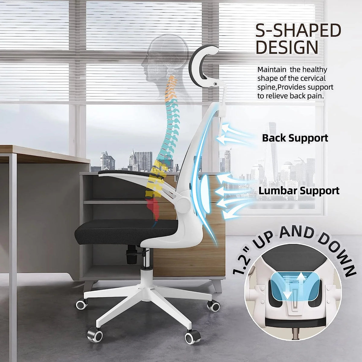 Ergonomic Office Chair with Headrest and Lumbar Support E5785